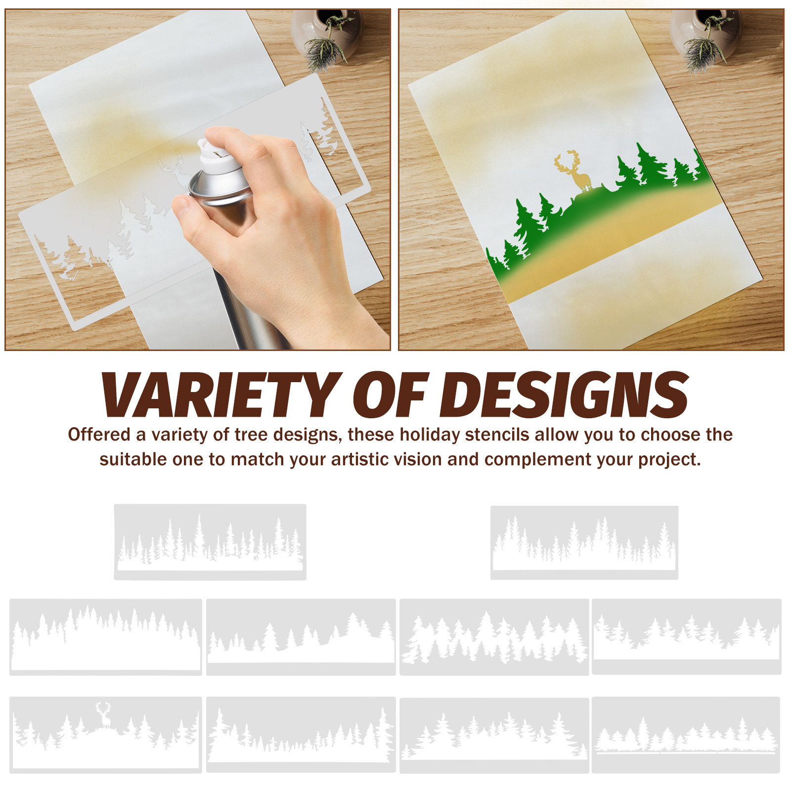 10Pcs Tree Stencils Painting T - Art And Craft With Paint ulasan dan harga