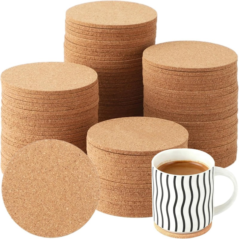 Natural Wooden Round Cork Coas - Art Craft Table ulasan dan harga