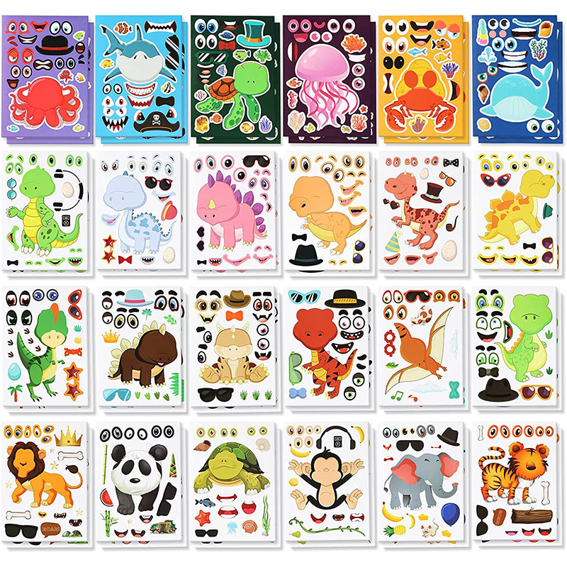 12/24 Sheets Make a Face Stick - Art And Craft Zoo Animals ulasan dan harga