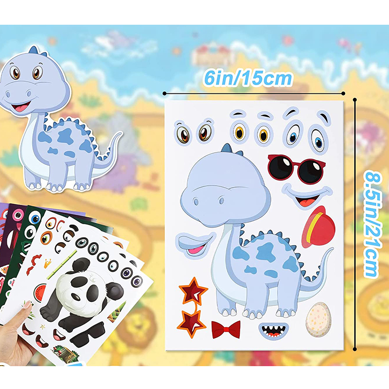 12/24 Sheets Make a Face Stick - Art And Craft Zoo Animals ulasan dan harga