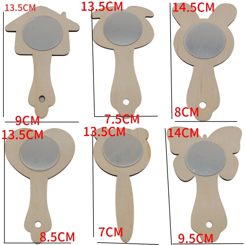 2pcs DIY Wooden Mirror Mini Wo - Art Craft Mirror ulasan dan harga
