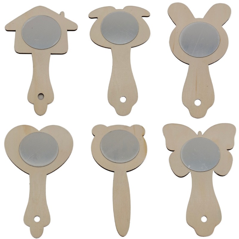 2pcs DIY Wooden Mirror Mini Wo - Art Craft Mirror ulasan dan harga